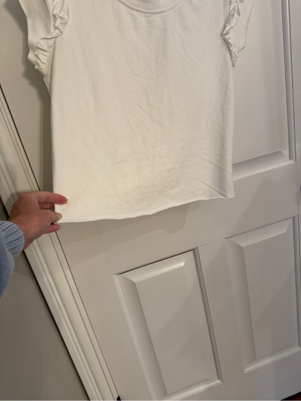 Sundays White Ruffle Flutter Sleeve Sweatshirt Top XS 6017 - Picture 5 of 10